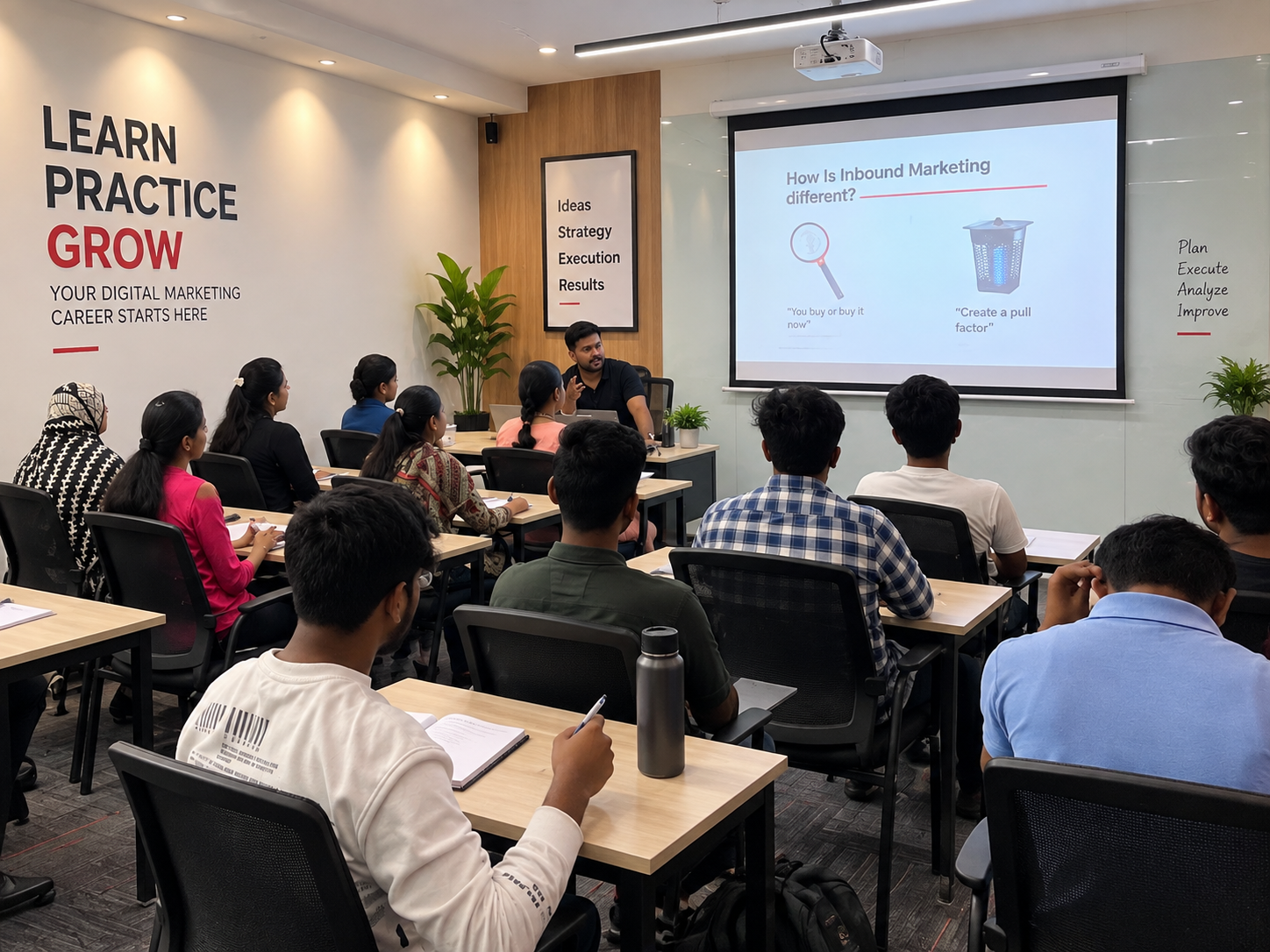 Modern digital marketing classroom at Digital Mantra Academy